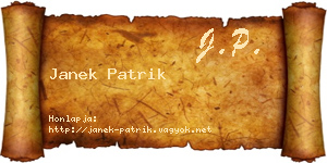 Janek Patrik névjegykártya